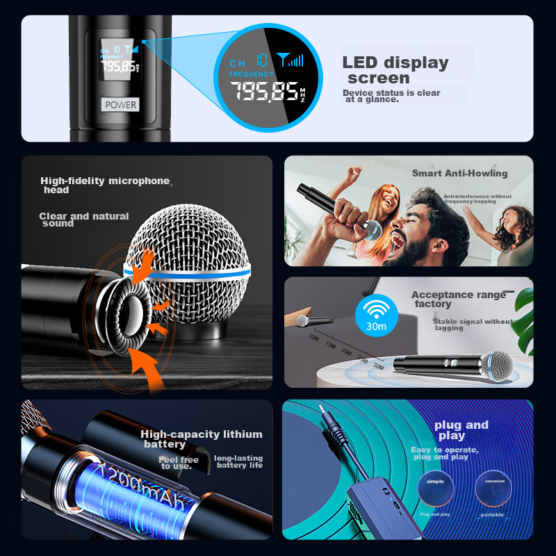 Good Shepherd Rechargeable Universal Wireless Microphone for Home KTV, Singing,...