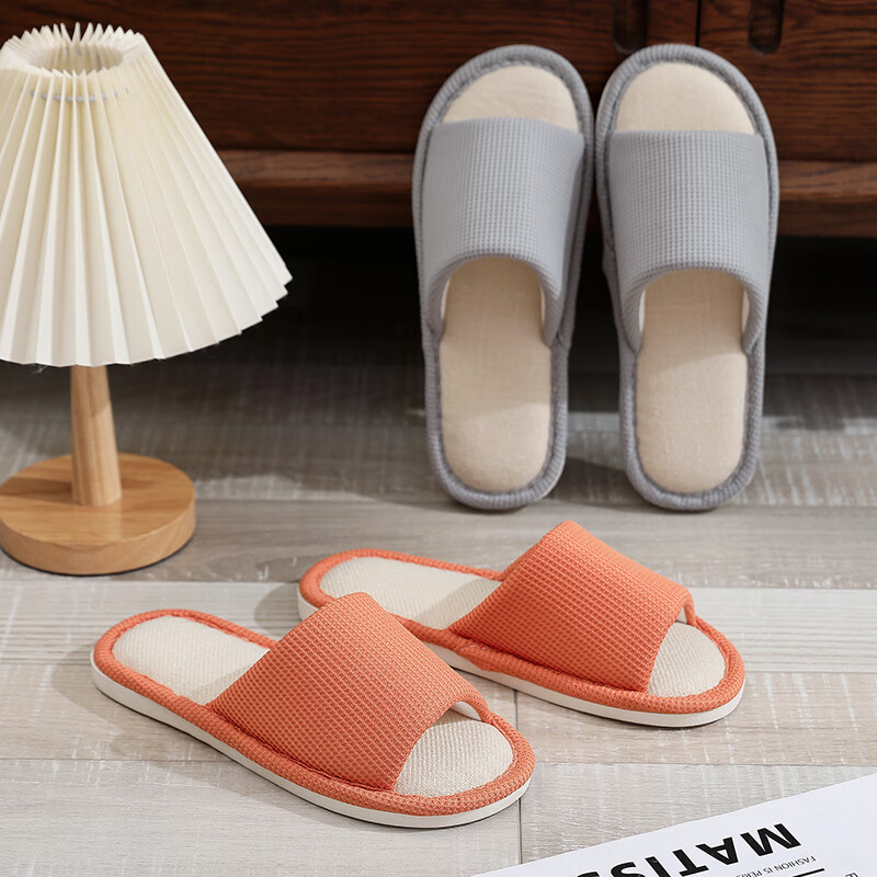 GUOLUOFEI Japanese Style Linen Slippers Men and Women Indoor Couple Wooden Floor...