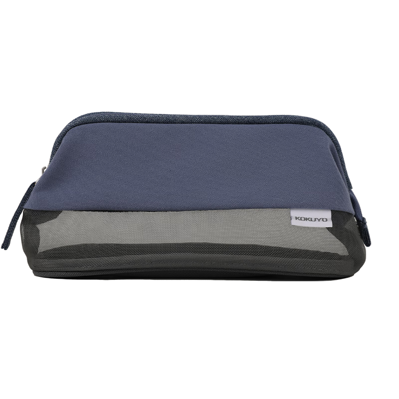 KOKUYO Wide-Mouth Mesh Pencil Case, Student Storage Stationery Bag, Blue, WSG-PC...