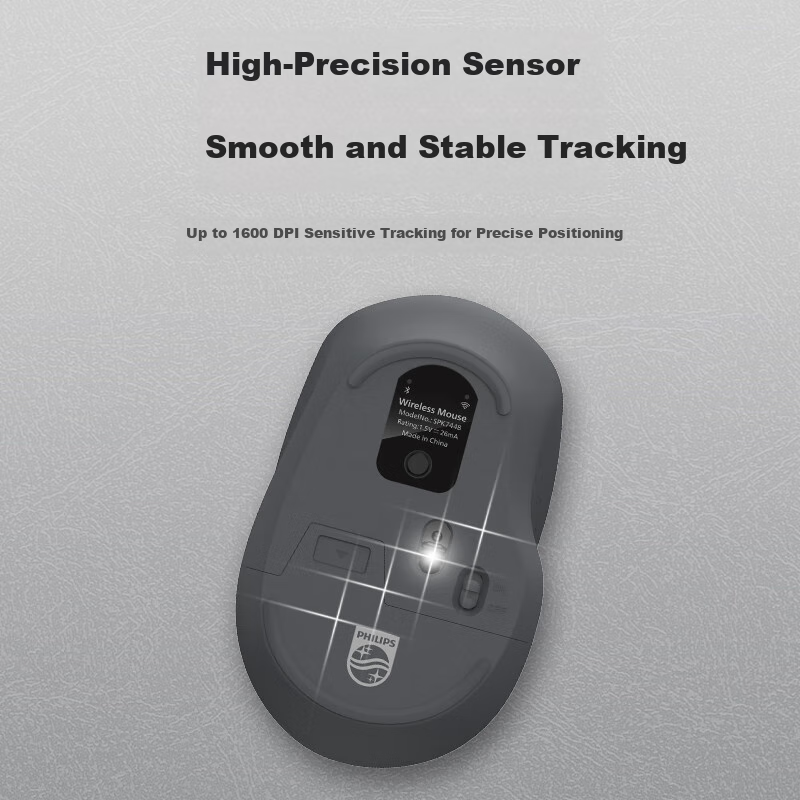 PHILIPS Bluetooth Mouse Wireless Dual-mode Ergonomic Mouse Light Sound Home Busi...