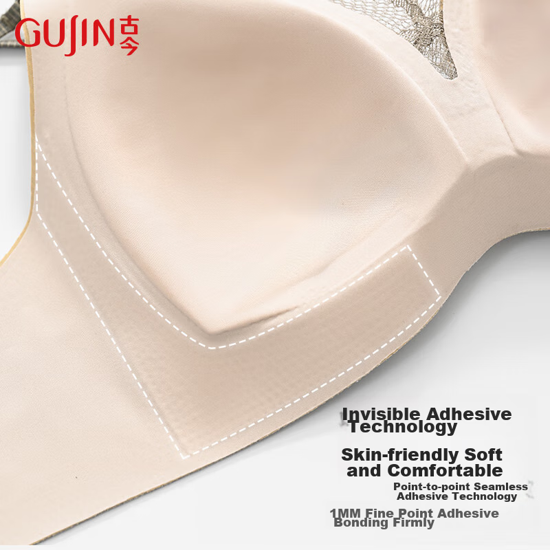Gujin Women's Thin Breathable Lace Sexy Push-Up Wireless Anti-Sagging Anti-Spill...
