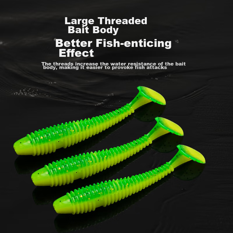 King Lure Lure Soft Bait T-Tail Lead Head Hook Artificial Bait Set Fishing Rig S...