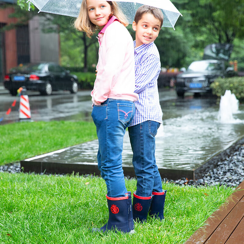 Jolly Walk Children's Rubber Anti-Slip Rain Shoes JW201 Deep Blue Red 240mm