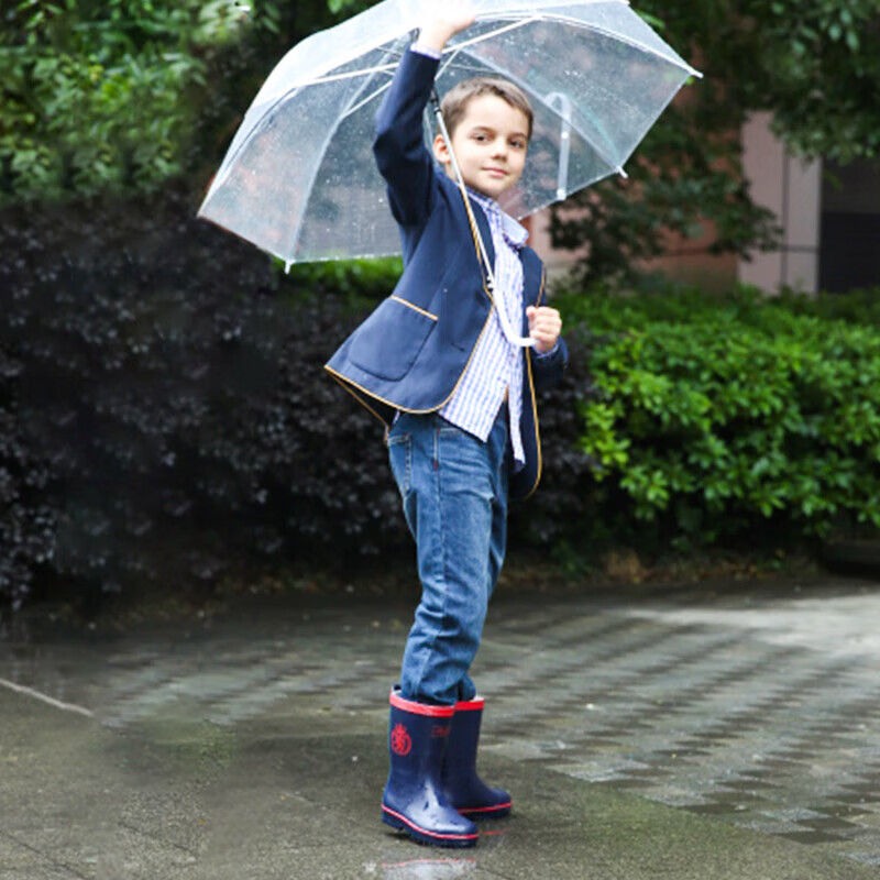 Jolly Walk Children's Rubber Anti-Slip Rain Shoes JW201 Deep Blue Red 240mm