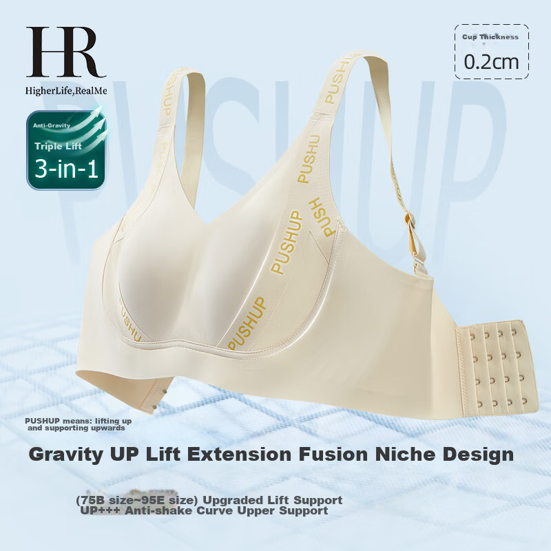 Helena (HR) Rabbit Ear Cup Bra for Women, Large Bust Minimizer, Wireless Semi-Li...