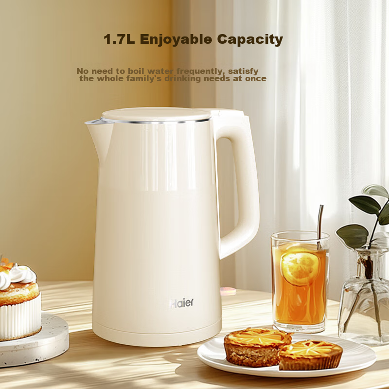 Haier Electric Kettle HSK-K617LW2 with Small Red Flower Set, 1.7L Large Capacity...