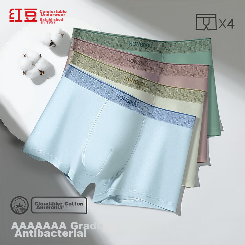Hongdou Men's Cotton-Spandex Elastic Breathable 7A Antibacterial Mesh Crotch Box...