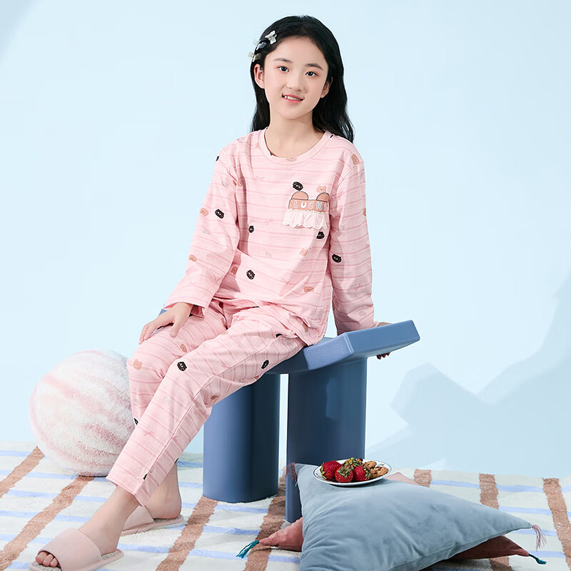Fenteng Children's Pajamas 2025 Spring New 100% Cotton Girls' Breathable Outerwe...