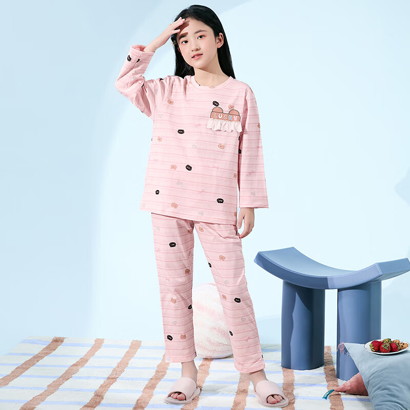 Fenteng Children's Pajamas 2025 Spring New 100% Cotton Girls' Breathable Outerwe...