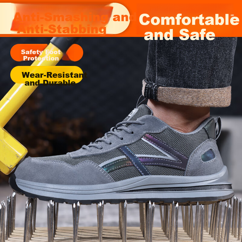 Fumeier Men's Steel Toe Safety Work Shoes 1158GY, Anti-Smashing, Anti-Piercing,...