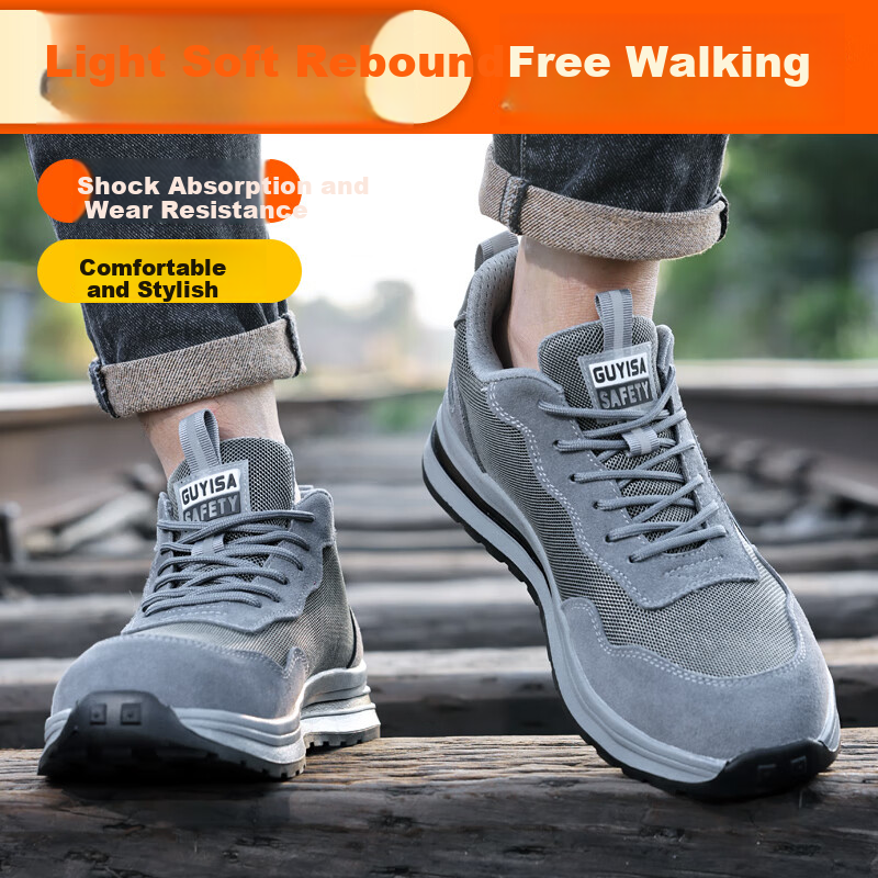 Fumeier Men's Steel Toe Safety Work Shoes 1158GY, Anti-Smashing, Anti-Piercing,...