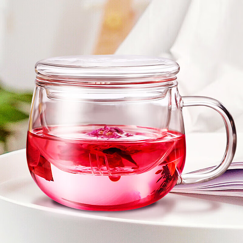 Fuguang Flower Tea Cup, Men's And Women's Tea Infuser Mug, Double-Layer Office G...