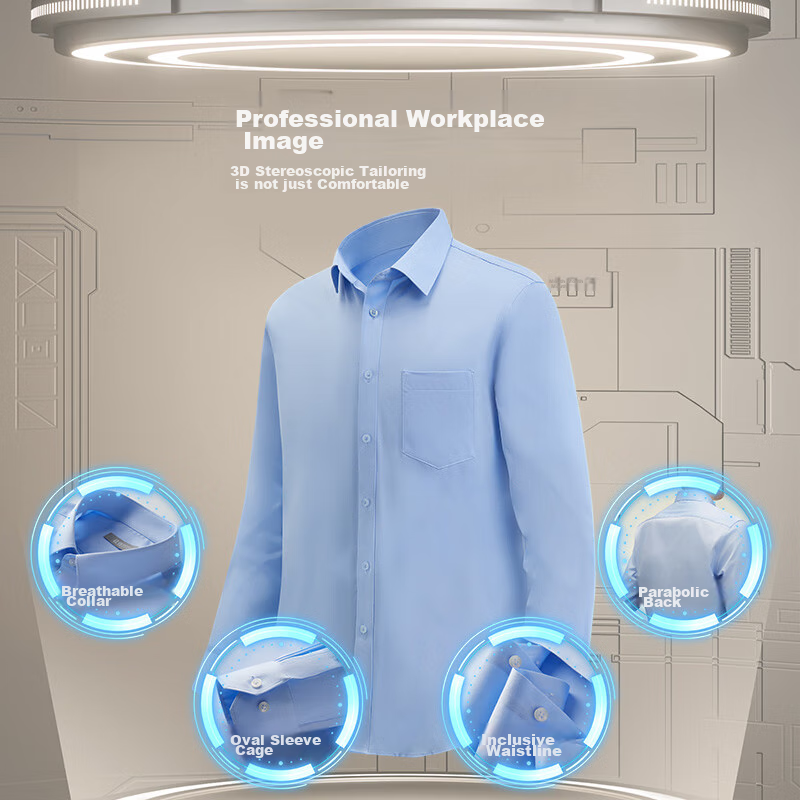 Hodo Men's Long-Sleeve Shirt, Autumn 2024, Elastic, Easy-Care, Long-Sleeve Dress...