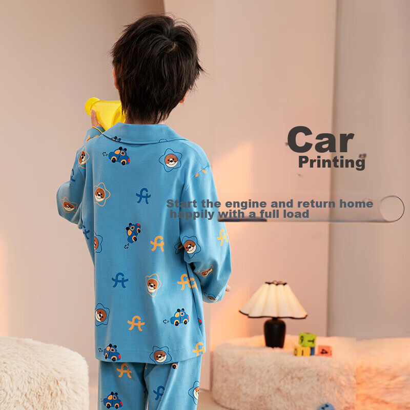 Fenteng Children's Pajamas for Boys, Antibacterial Pure Cotton, Autumn Cartoon L...