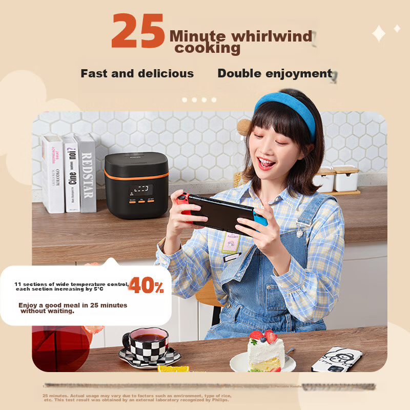 Philips [25-Minute Whirlwind Cooking] Multifunctional 1.8L Mini Rice Cooker, One...