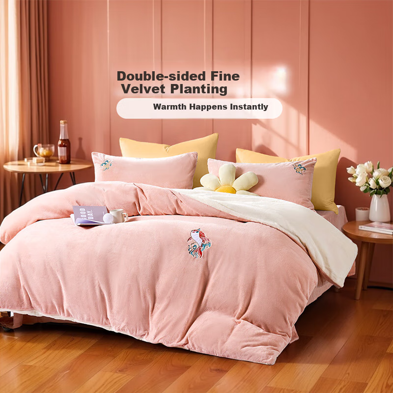 Fuaner Home Textile Milk Velvet Four-Piece Set Double-Sided Warm Velvet Anti-Sta...