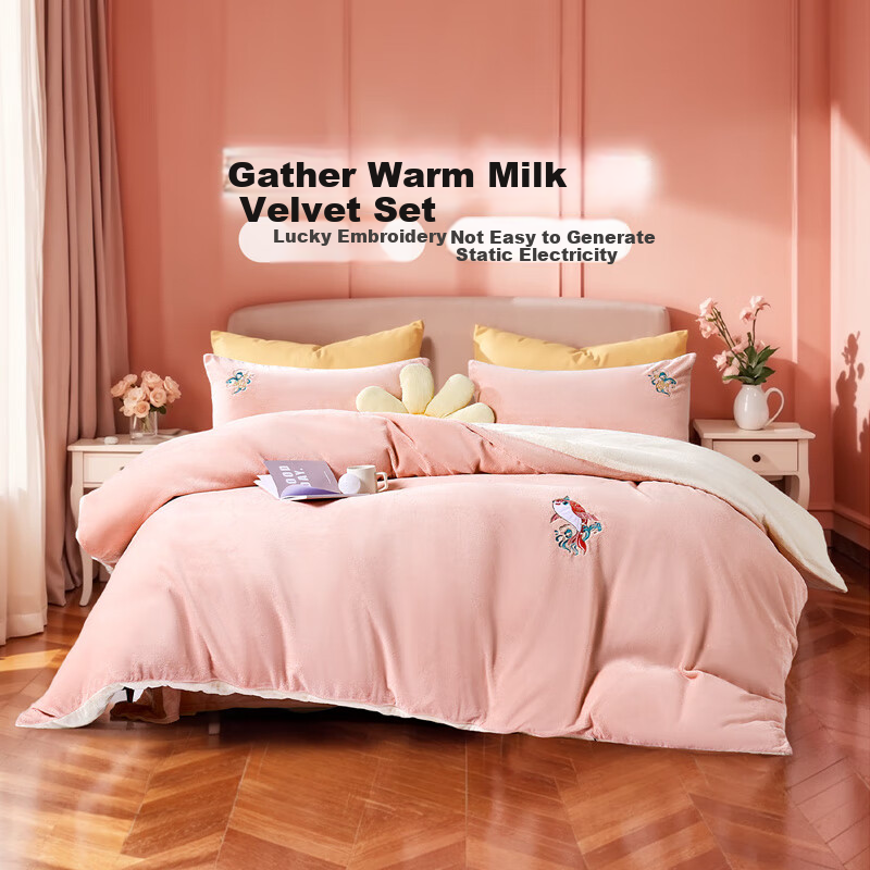 Fuaner Home Textile Milk Velvet Four-Piece Set Double-Sided Warm Velvet Anti-Sta...