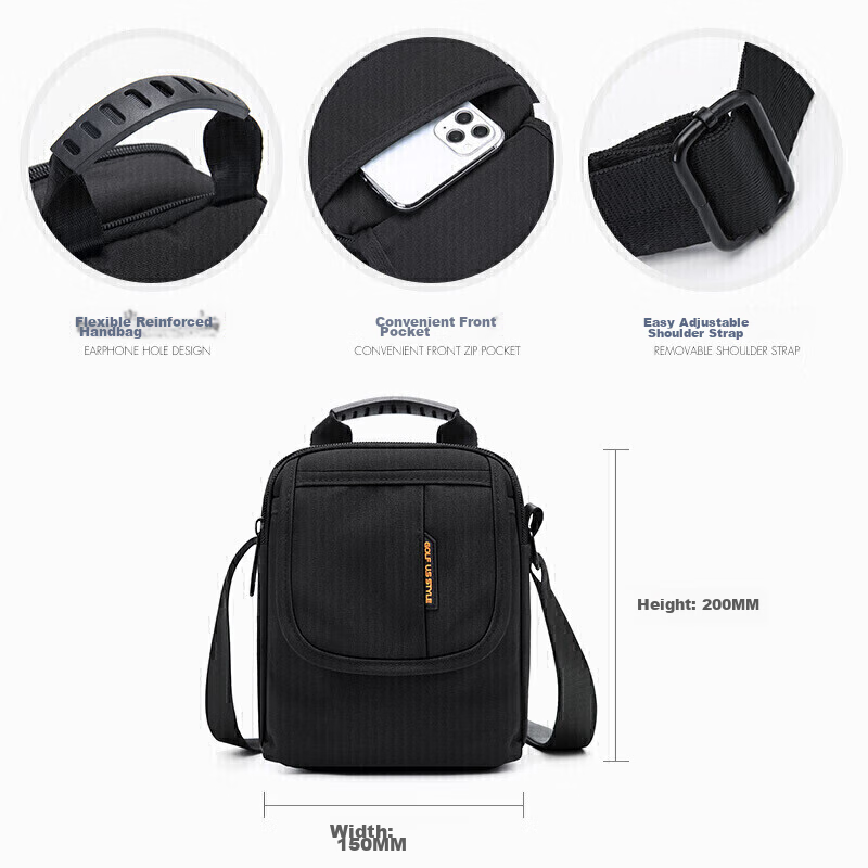 Golf Shoulder Bag, Casual Crossbody Bag for Men And Women, Canvas Multi-Compartm...