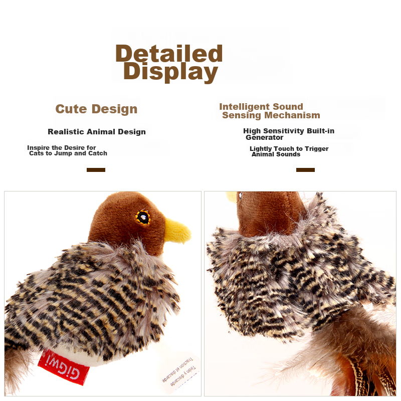 GiGwi Bird Sound Cat Toy, Self-Entertaining Boredom Relief Device, Teething And...