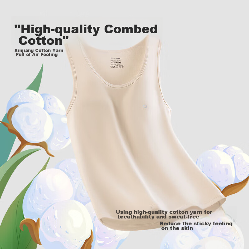 HLA [Air7] Women's Sleeveless Tank Top, Waist-Cinching, Pure Cotton 95% Cotton,...