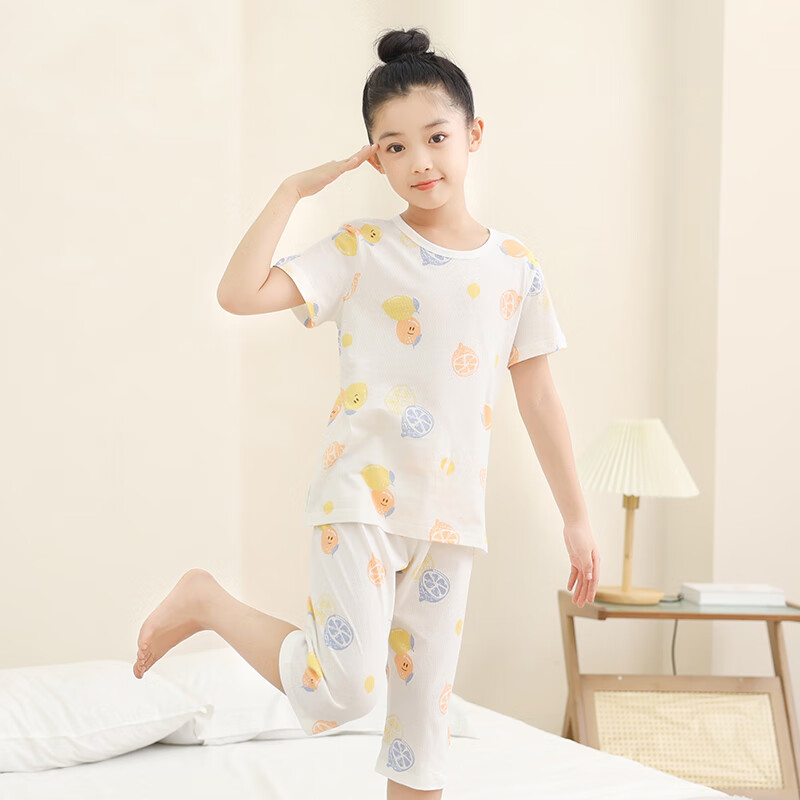 Hongdou Children's Pajamas, Pure Cotton, Thin Summer Style, Air Conditioning Wea...