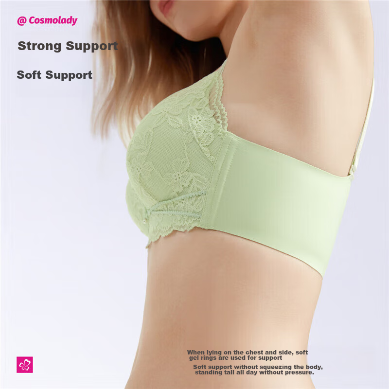 Dushiliren Women's Bra, Patented Side Push-Up, Gathered, Medium-Thick, Breathabl...