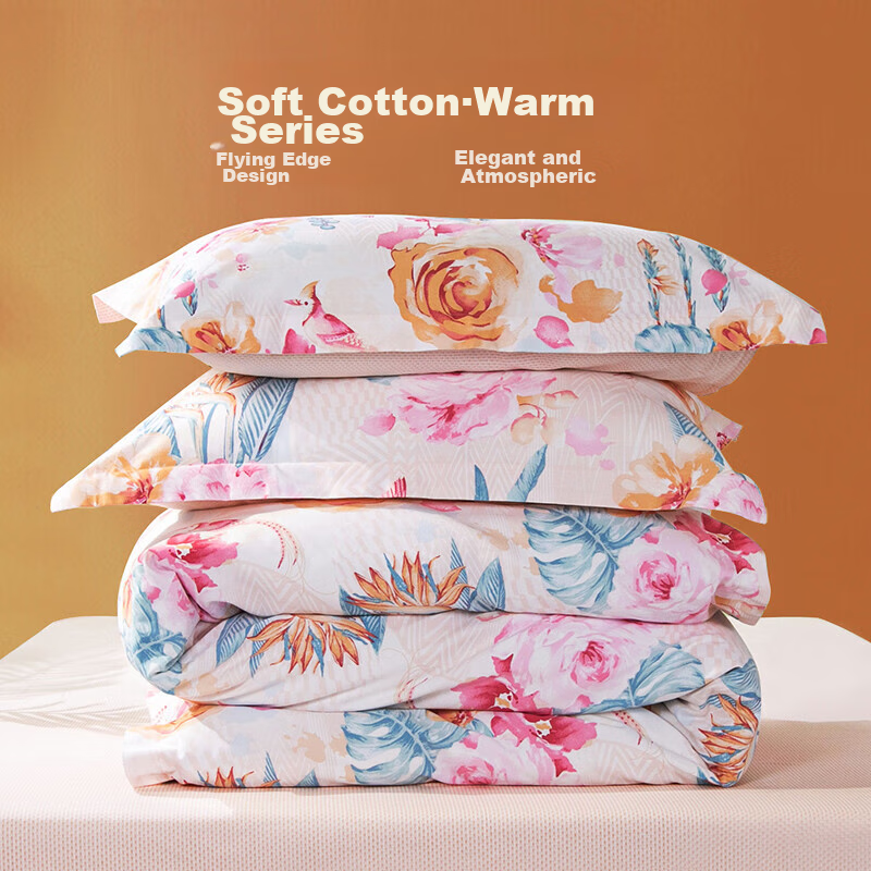 FUANNA Bedding Set, Pure Cotton Brushed 100% Double-Sided Thickened Bed Sheet An...