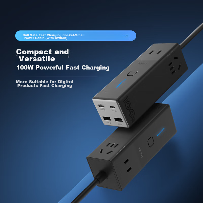 BULL 100W GaN Charger Fast Charging Laptop Socket/power Strip/extension Cord, Sm...