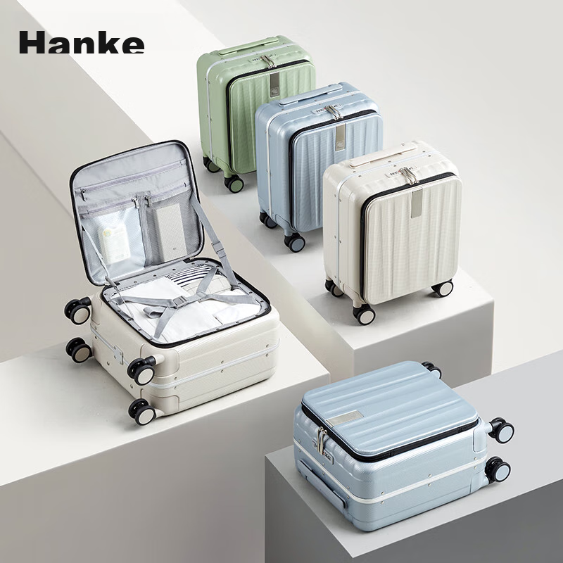 Hanke Luggage Suitcase for Men And Women, Carry-On Travel Case, 18-Inch Ivory Wh...