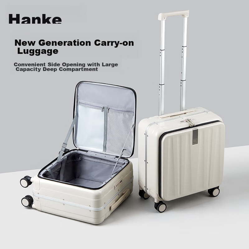 Hanke Luggage Suitcase for Men And Women, Carry-On Travel Case, 18-Inch Ivory Wh...