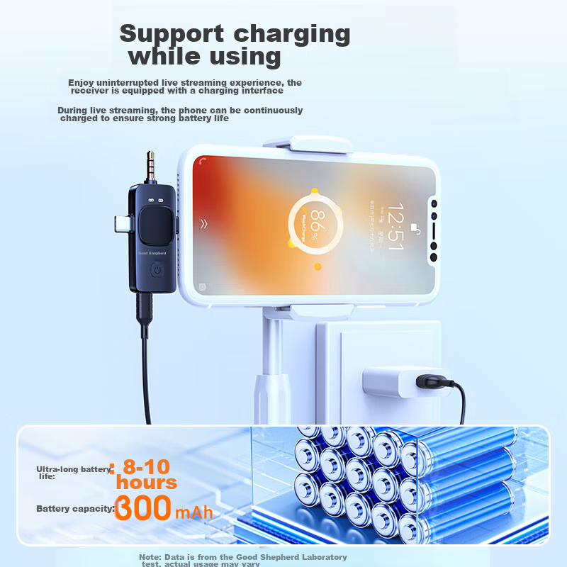 Good Shepherd Wireless Lavalier Microphone, Live Streaming Receiver, Outdoor Noi...