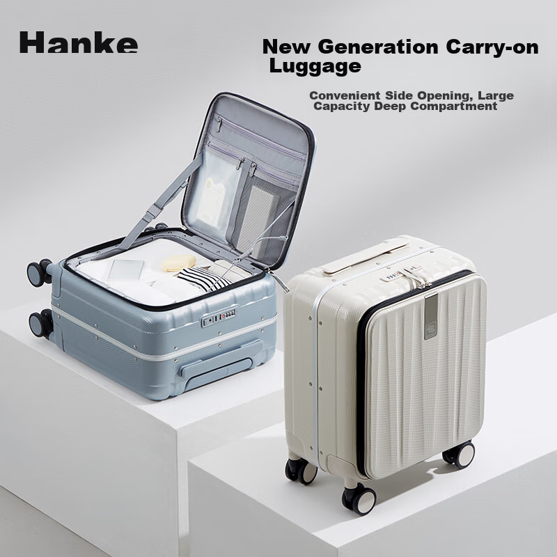 Hanke Luggage Suitcase for Men And Women, Carry-On Travel Case, 14-Inch Ivory Wh...