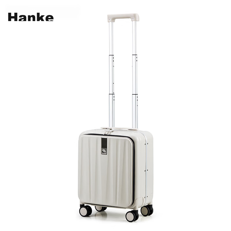 Hanke Luggage Suitcase for Men And Women, Carry-On Travel Case, 14-Inch Ivory Wh...