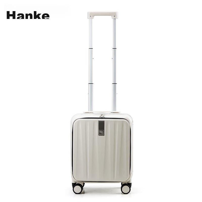 Hanke Luggage Suitcase for Men And Women, Carry-On Travel Case, 14-Inch Ivory Wh...