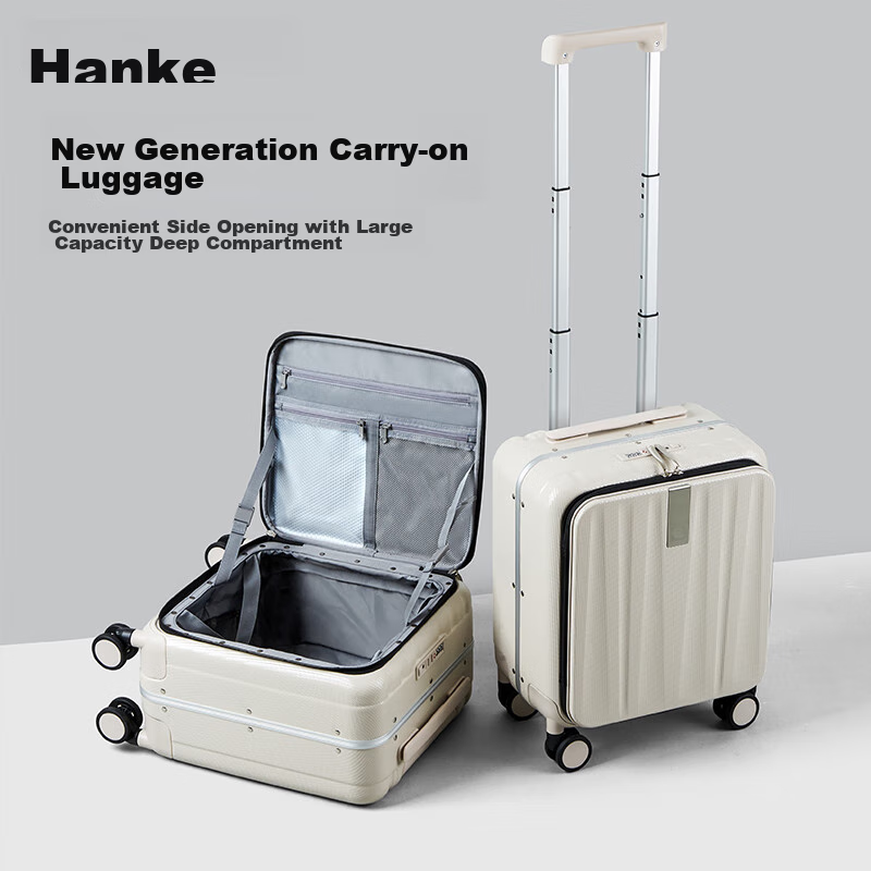 Hanke Luggage Suitcase for Men And Women, Carry-On Travel Case, 14-Inch Ivory Wh...