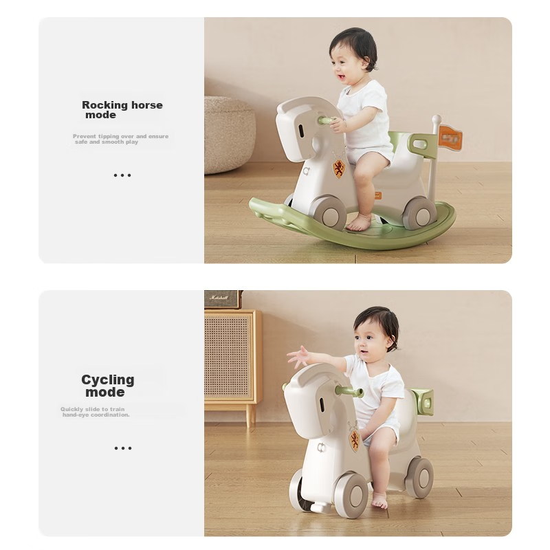 Habishu Children's Rocking Horse, Push Car, And Stroller Three-In Baby And Toddl...
