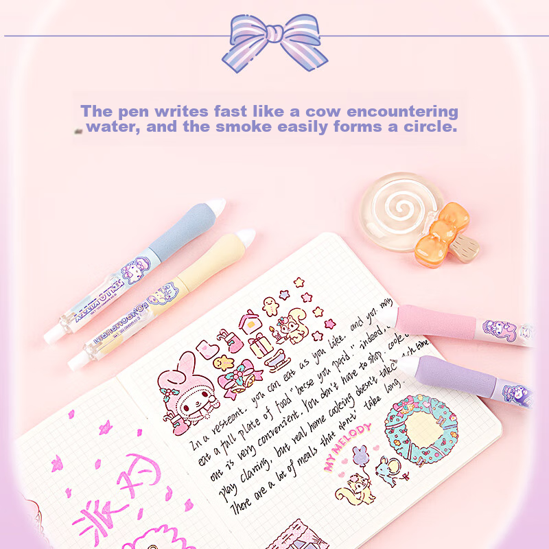 GuangBo Stylish Retractable Gel Pen, Sanrio Collaboration Sponge Pen Grip, ST Ti...