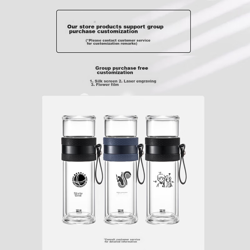 Fuguang Tea Infuser Glass Cup, Double-Layer Transparent Glass Water Cup, Tea-Wat...