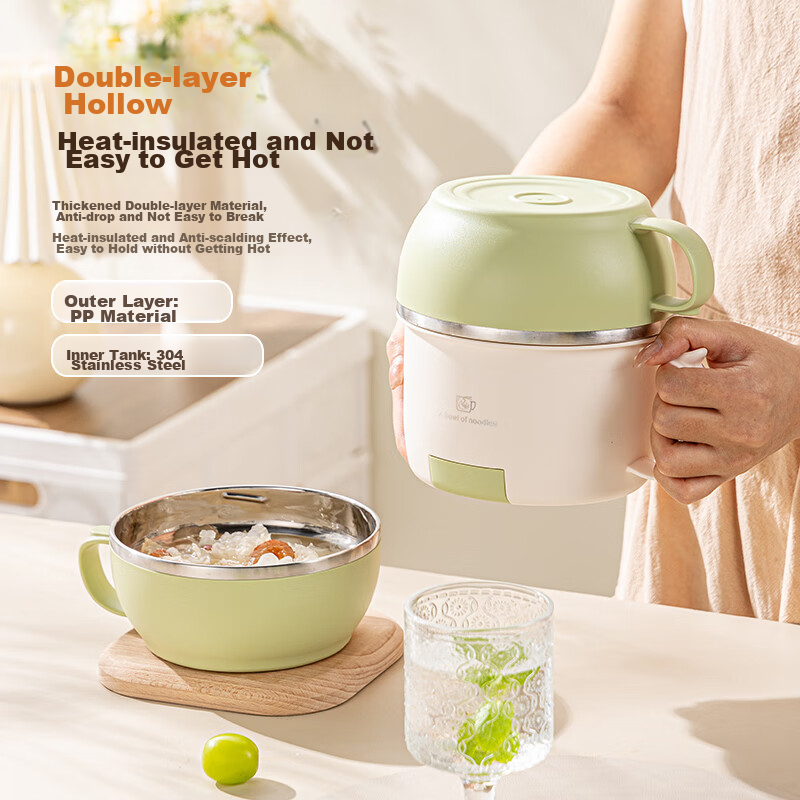 Guangyi 304 Stainless Steel Lunch Box, Fast Food Cup, Ramen Bowl with Lid, Meal...