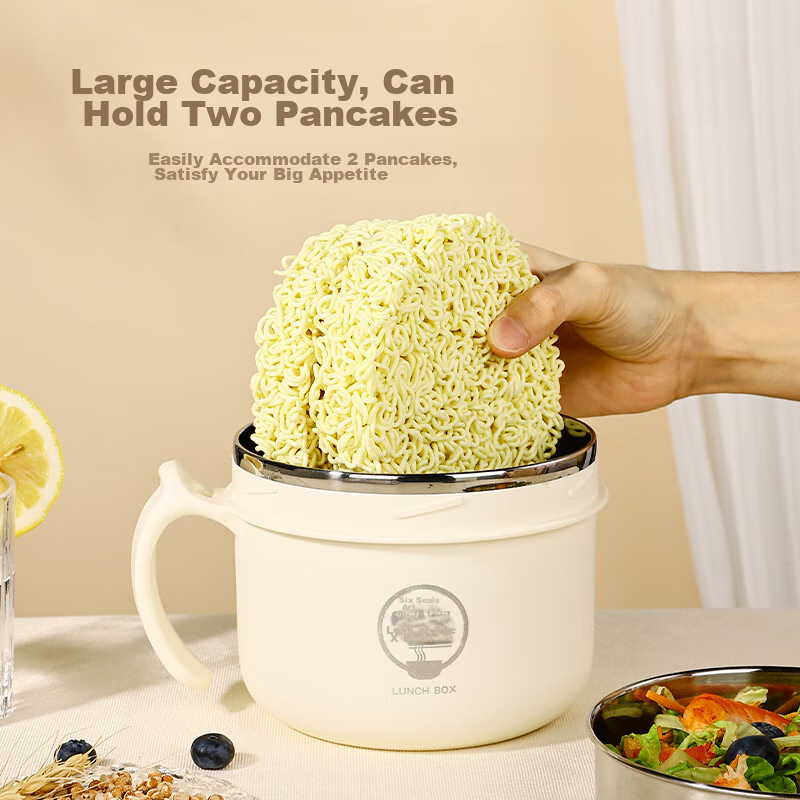 Guangyi 304 Stainless Steel Lunch Box, Fast Food Cup, Ramen Bowl with Lid, Meal...