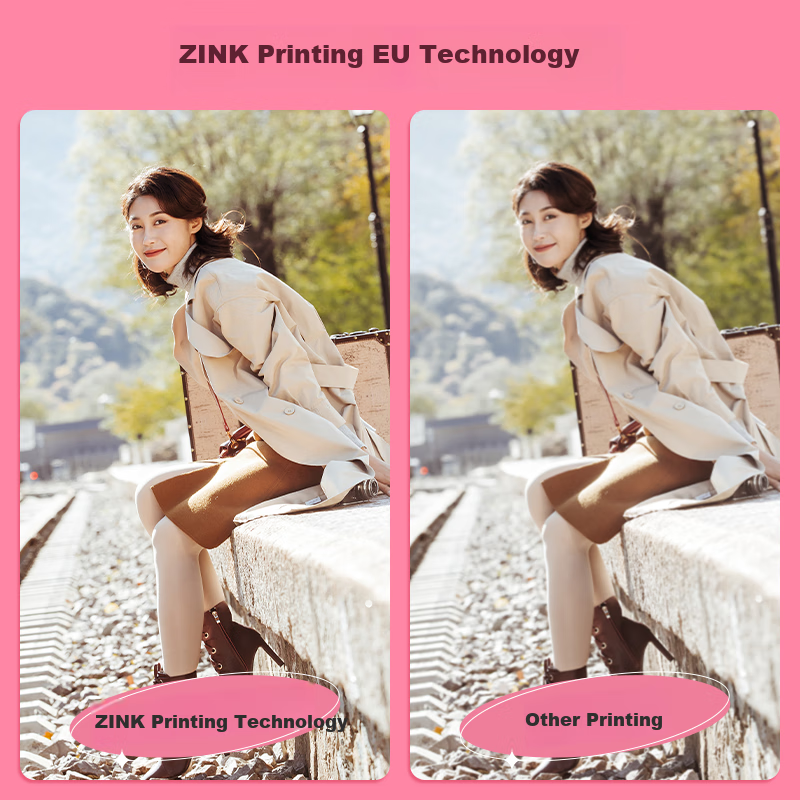 Hanin Mini Pink Instant Camera and Printer, Pocket Camera with Phone Printing, I...