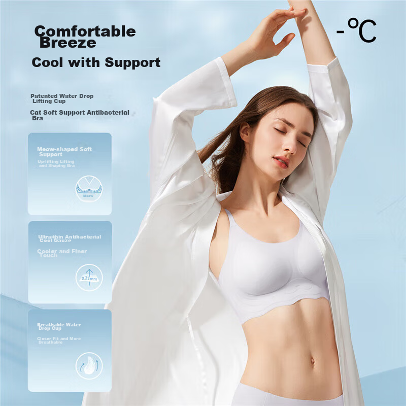 Dushiliren Women's Wireless Bra, Cooling Seamless, Light Jelly Strip, Soft Suppo...