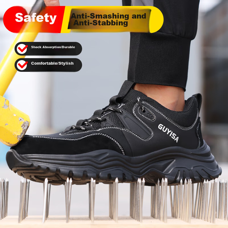 GUYISA Safety Shoes for Men, Breathable Steel Toe Cap, Anti-Smashing, Anti-Punct...