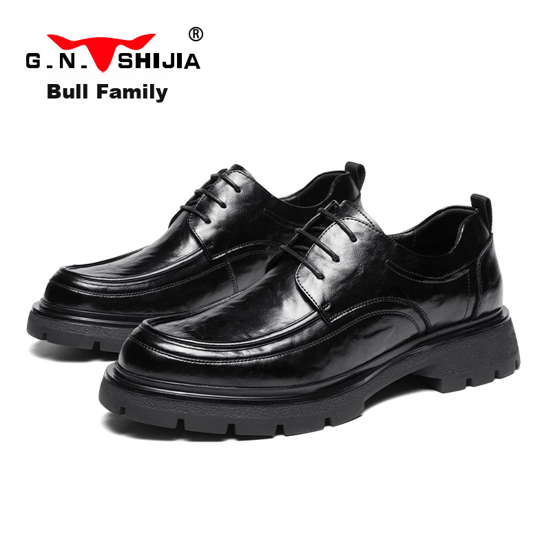 Bull Family Men's British Style Business Formal Leather Shoes Soft Bottom Derby...
