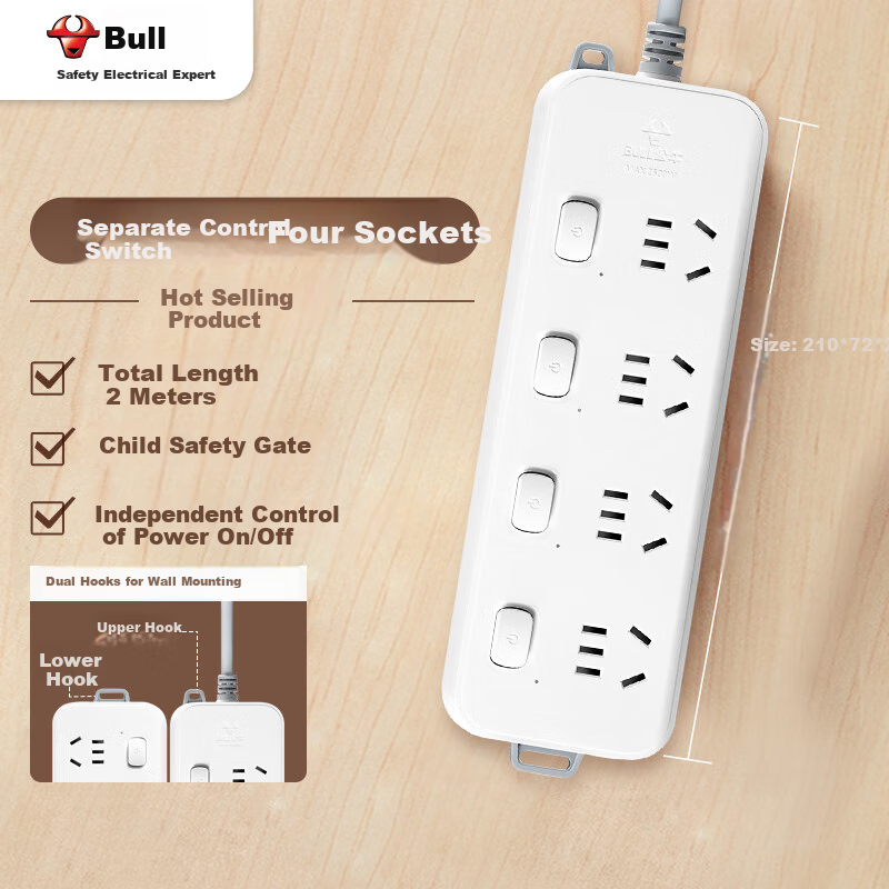 BULL (BULL) Multi-Control Socket/Extension Cord/Power Strip/Plug Board/Adapter B...