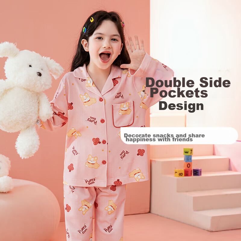 Fenteng Kids' Antibacterial Pure Cotton Cartoon Long Sleeve Big Kids' Home Wear...