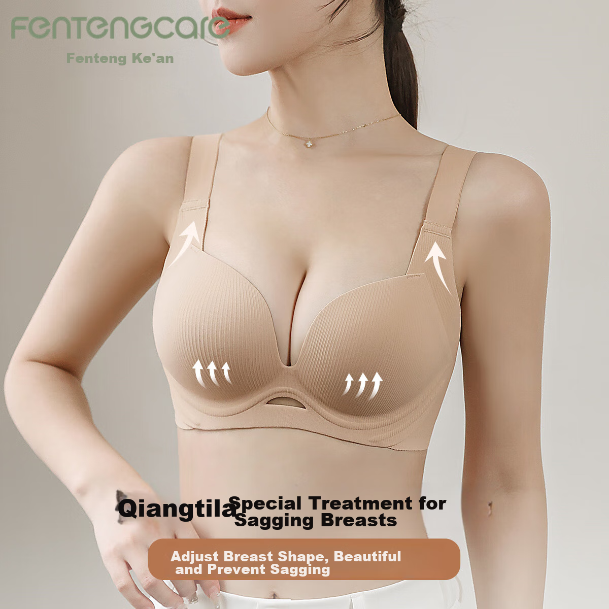 Fentengcare Large Size Thin Bra with High Lift, Anti-Sagging, Side Support, And...
