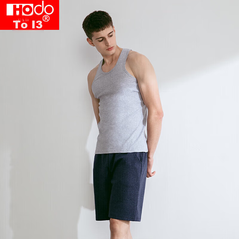 Hongdou Pure Cotton Tank Top for Men, Sleeveless Round Neck, Skin-Friendly Breat...