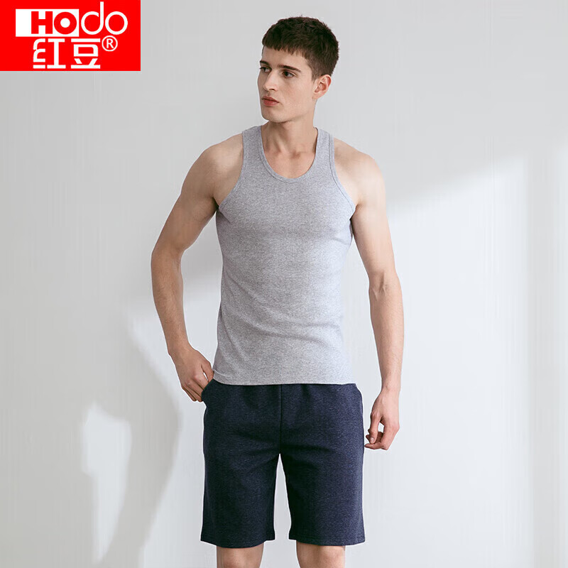 Hongdou Pure Cotton Tank Top for Men, Sleeveless Round Neck, Skin-Friendly Breat...