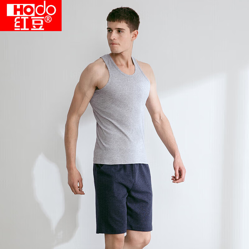 Hongdou Pure Cotton Tank Top for Men, Sleeveless Round Neck, Skin-Friendly Breat...